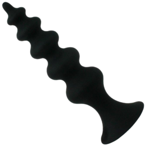 Beaded Silicone Anal Dildo With Suction Black