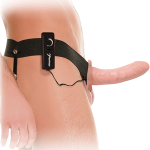 Flesh Vibrating Hollow Strap-On Dildo 7″